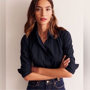 Boden Saskia Stretch Cotton Shirt Navy Size 4R